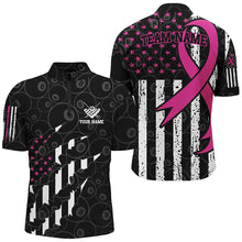 Load image into Gallery viewer, Pink Ribbon American Flag Custom Patriotic Billiard Jerseys For Men, Breast Cancer Billiard Shirts TDM2425