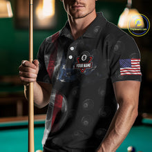Load image into Gallery viewer, Personalized Vintage Smoke US Flag Billiard Shirts For Men, 8 Ball Pool Patriotic Billiard Jerseys TDM4731