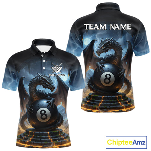 Custom Dragon Billiard Shirt For Men, 8 Ball Pool Jersey Billiard Team Shirt Polo & Quarter Zip TDM4736