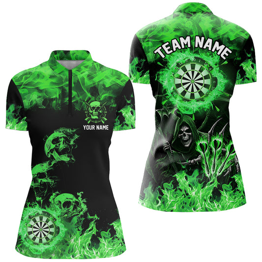 Fire Flame Darts Board Custom Skull Dart Shirts For Women, Grim Reaper  Dart Jerseys | Green TDM2904