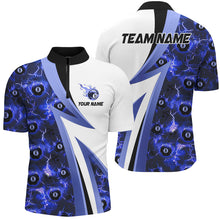 Load image into Gallery viewer, Personalized Lightning 8 Ball Pool Flame Pattern Men Billiard Shirts Billiard Team Jerseys |Blue TDM2906