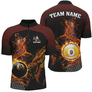 Billiard 8 Ball & 9 Ball Flame Smoke Custom Dragon Billiard Shirts For Men Billiard Team Jerseys TDM2907