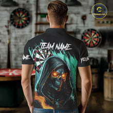 Load image into Gallery viewer, Personalized Grim Reaper Fire Dart Shirts For Men Custom Skull Dart Jersey Polo &amp; 1/4 Zip |Turquoise TDM5370