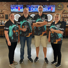 Load image into Gallery viewer, Personalized Grim Reaper Fire Dart Shirts For Men Custom Skull Dart Jersey Polo &amp; 1/4 Zip |Turquoise TDM5370