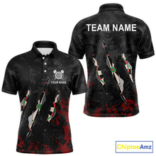 Load image into Gallery viewer, Custom Red Black Grunge Dart Shirts With Pocket Option For Men, Darts Jersey TDM5371