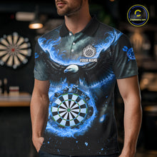 Load image into Gallery viewer, Personalized Fire Flame Blue Dartboard Eagle Dart Shirts For Men, Darts League Team Jerseys TDM5373