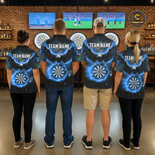 Load image into Gallery viewer, Personalized Fire Flame Blue Dartboard Eagle Dart Shirts For Men, Darts League Team Jerseys TDM5373