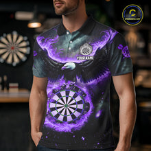 Load image into Gallery viewer, Personalized Fire Flame Purple Dartboard Eagle Dart Shirts For Men, Darts League Team Jerseys TDM5374