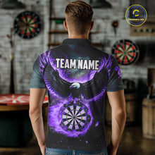 Load image into Gallery viewer, Personalized Fire Flame Purple Dartboard Eagle Dart Shirts For Men, Darts League Team Jerseys TDM5374