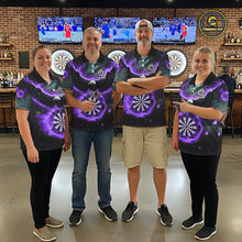 Load image into Gallery viewer, Personalized Fire Flame Purple Dartboard Eagle Dart Shirts For Men, Darts League Team Jerseys TDM5374
