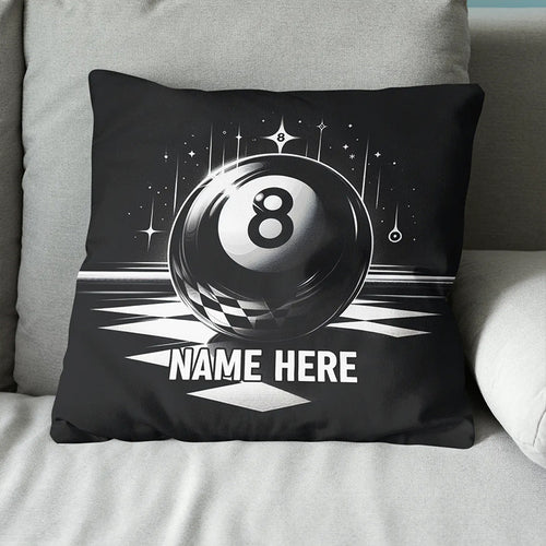 Billiard 8 Ball Pool Custom Name Black Pillow Best Billiard Pillow Gifts TDM0873