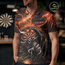 Load image into Gallery viewer, Orange Grim Reaper Dart Shirt With Pocket Option For Men Custom Dart Jersey TDM3962