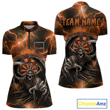Load image into Gallery viewer, Orange Grim Reaper Dart Shirt With Pocket Option For Women Custom Dart Jersey TDM3962