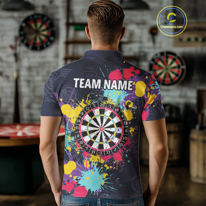 Colorful Paint Custom Dart Shirt With Pocket Option For Men, Darts Jersey TDM4133