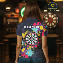 Load image into Gallery viewer, Colorful Paint Custom Dart Shirt With Pocket Option For Women, Darts Jersey TDM4133