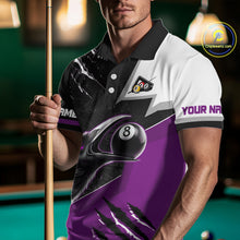 Load image into Gallery viewer, Personalized Purple 8 Ball Pool Crows Billiard Shirts For Men, Halloween Pool Team Jersey Outfit TDM4508