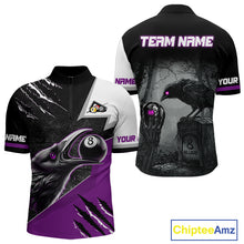 Load image into Gallery viewer, Personalized Purple 8 Ball Pool Crows Billiard Shirts For Men, Halloween Pool Team Jersey Outfit TDM4508