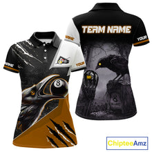 Load image into Gallery viewer, Personalized Orange 8 Ball Pool Crows Billiard Shirts For Women, Halloween Pool Team Jersey Outfit TDM4509