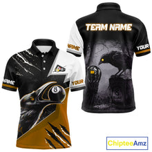 Load image into Gallery viewer, Personalized Orange 8 Ball Pool Crows Billiard Shirts For Men, Halloween Pool Team Jersey Outfit TDM4509