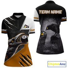 Load image into Gallery viewer, Personalized Orange 8 Ball Pool Crows Billiard Shirts For Women, Halloween Pool Team Jersey Outfit TDM4509