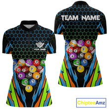 Load image into Gallery viewer, Colorful 3D Billiard Jersey For Women Custom Funny Pool Balls Billiard Team Shirt Polo &amp; 1/4 Zip TDM4933