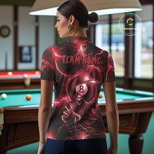 Load image into Gallery viewer, Red Grim Reaper 8 Ball Billiard Shirt For Women Custom Funny Thunder Lightning Pool Team Jersey TDM4935