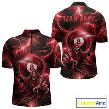 Load image into Gallery viewer, Red Grim Reaper 8 Ball Billiard Shirt For Men Custom Funny Thunder Lightning Pool Team Jersey TDM4935