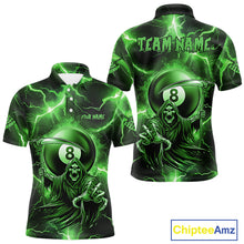 Load image into Gallery viewer, Green Grim Reaper 8 Ball Billiard Shirt For Men Custom Funny Thunder Lightning Pool Team Jersey TDM4936