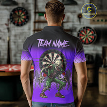 Load image into Gallery viewer, Purple Funny Zombie Dart Shirt With Pocket Option For Men Custom Dart Jersey TDM4938