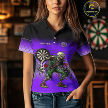 Load image into Gallery viewer, Purple Funny Zombie Dart Shirt With Pocket Option For Women Custom Dart Jersey TDM4938