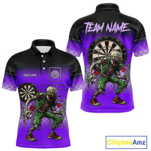 Load image into Gallery viewer, Purple Funny Zombie Dart Shirt With Pocket Option For Men Custom Dart Jersey TDM4938