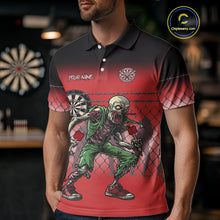 Load image into Gallery viewer, Red Funny Zombie Darts Shirt With Pocket Option For Men Custom Darts Jersey TDM4939
