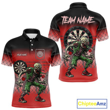 Load image into Gallery viewer, Red Funny Zombie Darts Shirt With Pocket Option For Men Custom Darts Jersey TDM4939