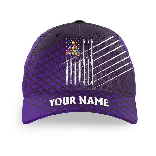 Personalized Purple American Flag Billiard Baseball Cap For Pooler Custom Patriotic Top Hat Billiard TDM2909