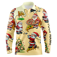 Load image into Gallery viewer, Funny Christmas Santa Pizza Golf Polo Shirts For Men Custom Xmas Golf Shirts, Gifts For Golfers TDM3158