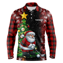 Load image into Gallery viewer, Black And Red Funny Santa Golfer Christmas Men Golf Polo Shirt Custom Pine Tree Golf Christmas Gift TDM3159