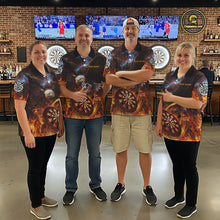 Load image into Gallery viewer, Personalized Fire Flame Eagle Darts Polo &amp; 1/4 Zip Custom Darts Shirt For Men, Darts Team Jersey TDM5377