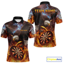 Load image into Gallery viewer, Personalized Fire Flame Eagle Darts Polo &amp; 1/4 Zip Custom Darts Shirt For Men, Darts Team Jersey TDM5377
