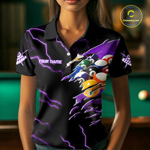 Load image into Gallery viewer, Purple 8 Ball Lightning Thunder Cobra Snake Billiard Shirt For Women Custom Pool Team Jersey TDM5875