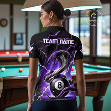 Load image into Gallery viewer, Purple 8 Ball Lightning Thunder Cobra Snake Billiard Shirt For Women Custom Pool Team Jersey TDM5875