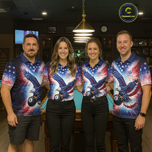 Load image into Gallery viewer, Personalized American Flag Eagle 8 Ball Billiard Shirt For Women, Patriotic Pool Team Jersey TDM5880