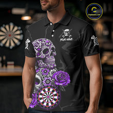 Load image into Gallery viewer, Personalized Funny Purple Skull Roses Darts Shirt For Men Custom Darts Team Jersey, Darts Outfit TDM4144