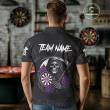 Load image into Gallery viewer, Personalized Funny Purple Skull Roses Darts Shirt For Men Custom Darts Team Jersey, Darts Outfit TDM4144