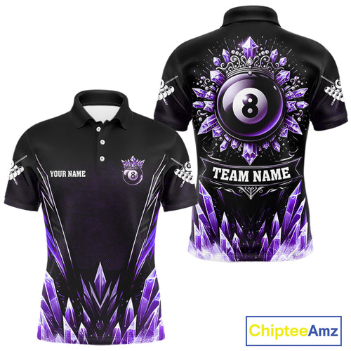 Personalized Purple Icy 8 Ball Pool Crown Billiard Shirt For Men, Funny Billiard Team Jerseys TDM4304