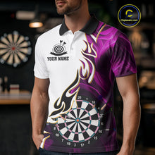 Load image into Gallery viewer, Personalized Purple Flaming Darts Jersey For Men Custom Darts Team Shirts Polo &amp; Quarter Zip TDM4513