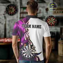 Load image into Gallery viewer, Personalized Purple Flaming Darts Jersey For Men Custom Darts Team Shirts Polo &amp; Quarter Zip TDM4513