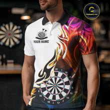Load image into Gallery viewer, Personalized Colorful Flaming Darts Jersey For Men Custom Darts Team Shirts Polo &amp; Quarter Zip TDM4514