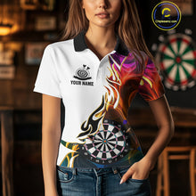 Load image into Gallery viewer, Personalized Colorful Flaming Darts Jersey For Women Custom Darts Team Shirts Polo &amp; Quarter Zip TDM4514