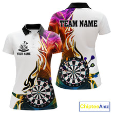 Load image into Gallery viewer, Personalized Colorful Flaming Darts Jersey For Women Custom Darts Team Shirts Polo &amp; Quarter Zip TDM4514