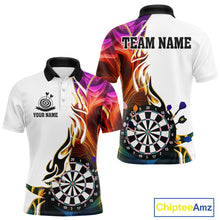 Load image into Gallery viewer, Personalized Colorful Flaming Darts Jersey For Men Custom Darts Team Shirts Polo &amp; Quarter Zip TDM4514